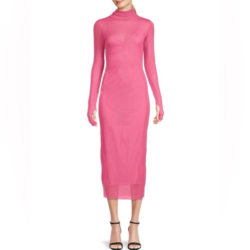 AFRM - Shailene Turtleneck Midi Dress - Large - Azalea Pink